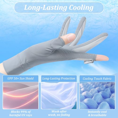 Fingerless Sun Gloves for Women - UV Protection UPF 50+ - Black