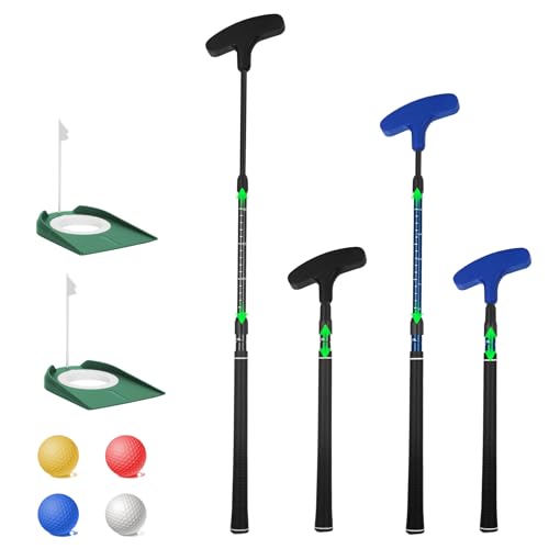 Micnaron Adjustable Left/Right Hand Golf Putter Set with 4 Golf Balls & Flags
