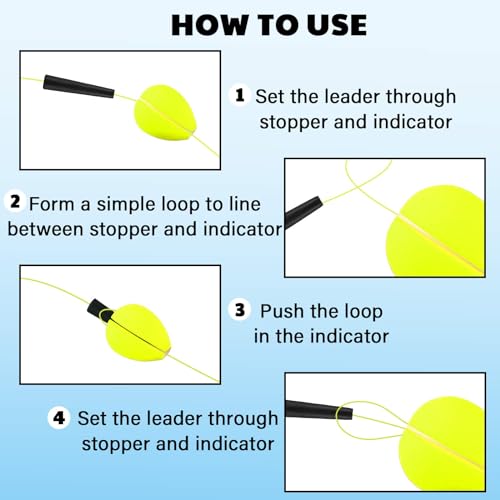 Fishing Bobbers - 30 Pcs Yellow Foam Teardrop Indicators