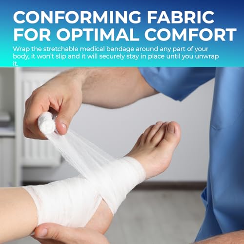 Conforming Gauze Rolls - Stretch Bandage 4" x 4.1 Yards, 12 Pack