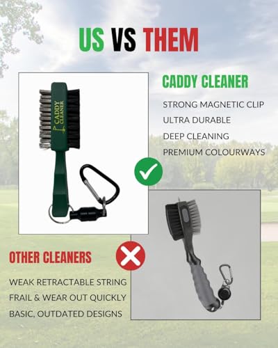 Caddy Cleaner Masters Green Golf Club Brush - Mini Magnetic Dual-Sided Cleaner