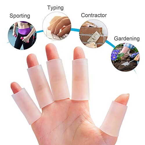 Sumifun 5 Pair (10 pcs) Gel Finger Sleeves for Thumb, Trigger Finger, Arthritis, Eczema, Hand Protection
