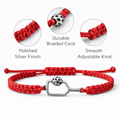 Pickleball Bracelet Gift for Pickleball Lovers - Red