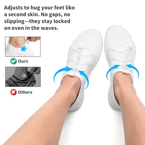 ZiITOP Quick Dry Water Shoes Women Men - Barefoot Pool & Beach Slip-ons, 9.5 Women / 8.5 Men, White-83