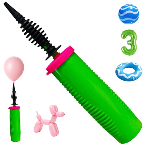 Double-Action Hand Balloon Pump - Portable Air Inflator for Parties - Green