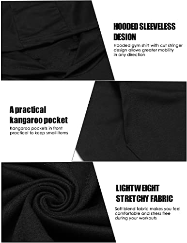 COOFANDY Men's Workout Hooded Tank Tops Bodybuilding Muscle Cut Off T