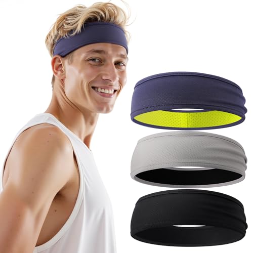 Men's Sweatbands 3-Pack - Dark Gray/Yellow, Gray/Black, Black