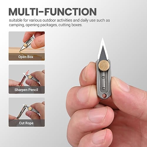 ITOKEY Mini Titanium Pocket Knife Keychain EDC Utility Tool