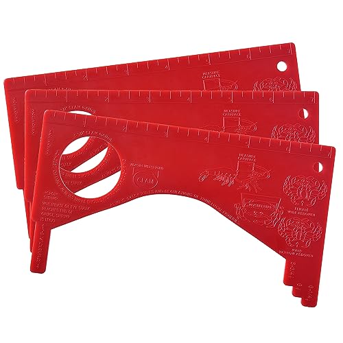 Crab Gauge Measurer with Ruler for Dungeness & Red Rock Crabs, Red-3 / 7.09'' x 3.94''