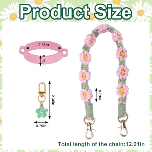 Water Bottle Handle Strap - Pink Green Floral Design