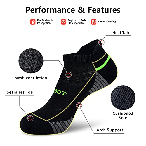 Athletic Cushion Ankle Socks for Men & Women - Black Assort (3 Pairs)