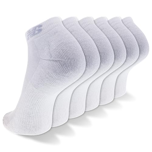 New Balance Unisex Adult Performance Cushioned Low Cut Socks 6 Pairs - Medium White