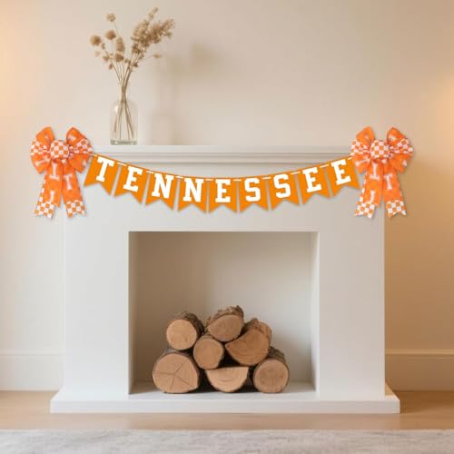 Tennessee Checkerboard Wreath Bow - Orange White T - 2PCS Style C