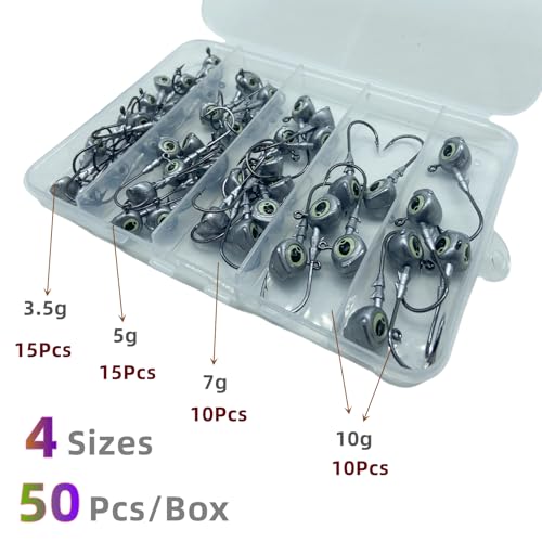 50Pcs Swimbait Jig Heads Fishing Hooks with 3D Luminous Eyes - Saltwater & Freshwater