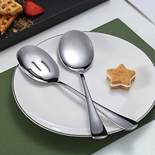 Stainless Steel Serving Utensil Set - 4-Piece with Serving & Slotted Spoons