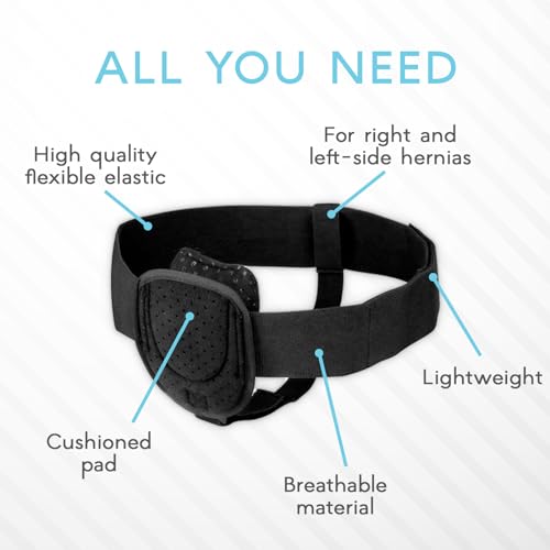 Adamson Hernia Belt for Men - Charcoal Black, Left or Right Side Post Surgery Support Truss