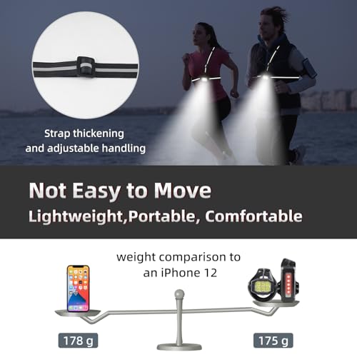 YOSKY 800 Lumen Chest Light, Running Light for Runner with Reflective Straps, Rechargeable Running Headlamp Flashlight, Adjustable Safety Lights Beam for Walking Dog at Night, 4-8h USE TIME