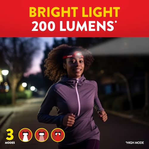 Eveready X200 LED Rechargeable Headlamps 2-Pack with Red Light, IPX4 Waterproof