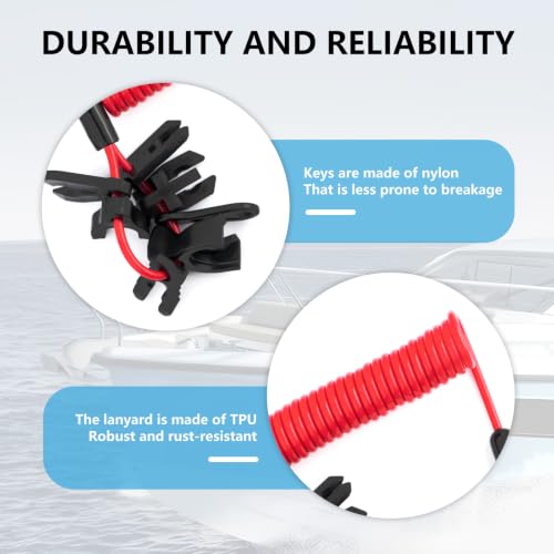 Universal Boat Kill Switch Lanyard with 7 Keys - Stretchable & Portable