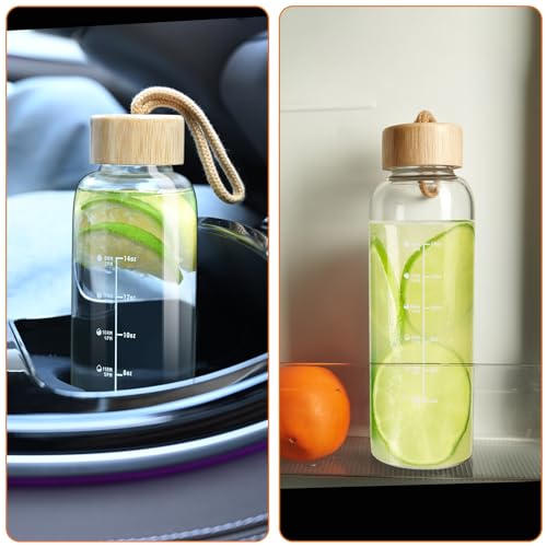 17oz Borosilicate Glass Water Bottle with Lid & Time Marker