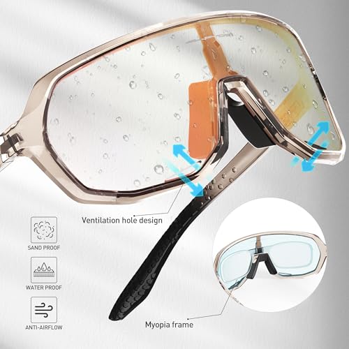Photochromic Cycling Sunglasses UV400 TR90 - Red Brown