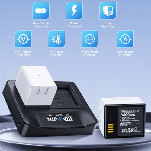 3 Count Rechargeable Camera Batteries with LCD PD Dual Charger for Arlo Pro & Pro 2