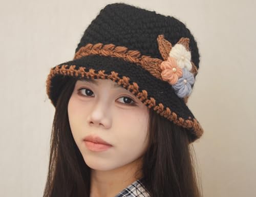 Women's Knitted Wool Beanie Hat - Medium Black