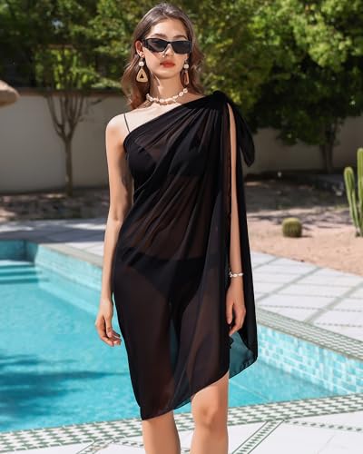 Eicolorte Womens Beach Cover Up Chiffon Sheer Bikini Swimsuit Coverup