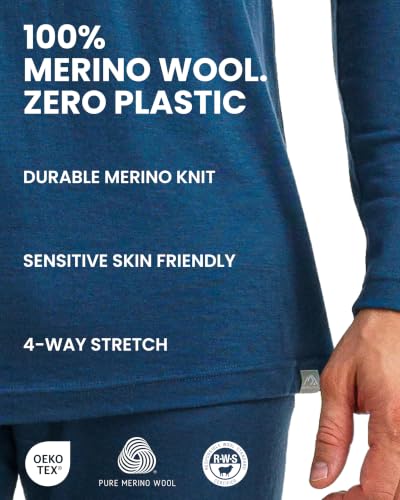 Men's Merino Wool Base Layer Long Sleeve Thermal Shirt & Socks - Large Charcoal Grey