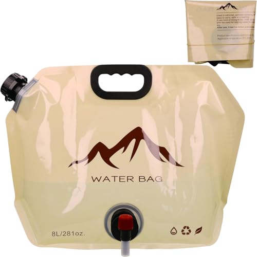 8L Portable Folding Water Bag with Adjustable Faucet - Khaki