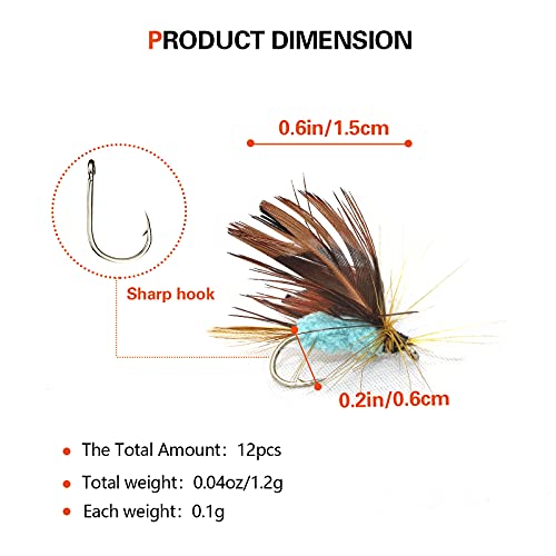 Handcrafted Fly Fishing Kit - 12pcs Realistic Lures