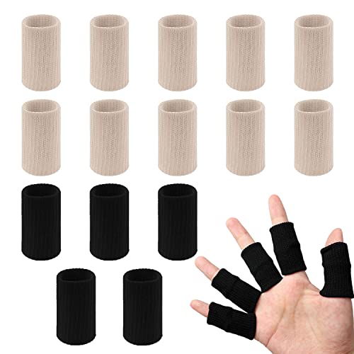 20 Pcs Elastic Sport Finger Sleeves Protectors - Black & Light Skin Tone