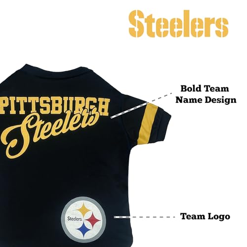 NFL Pittsburgh Steelers Dog & Cat T-Shirt, Small, Striped Design