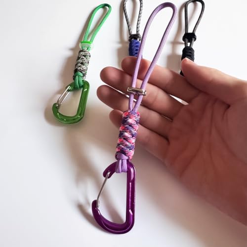 Paracord Keychain with Triangle Carabiner Clip - Pink