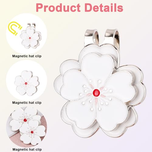 Cute Magnetic Golf Hat Clip - White Flower Design