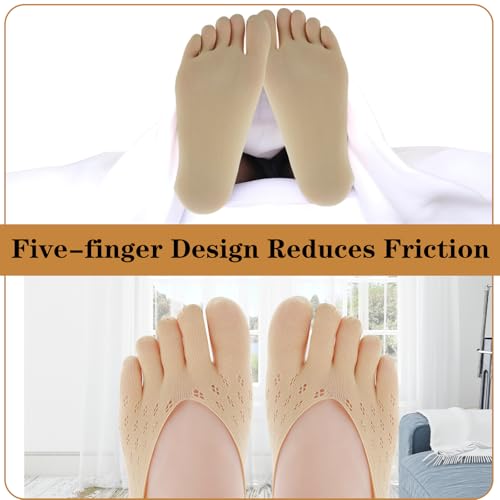 6 Pcs Alignment Toe Socks - No Show Low Cut Five Finger - Black, White, Skin Tone