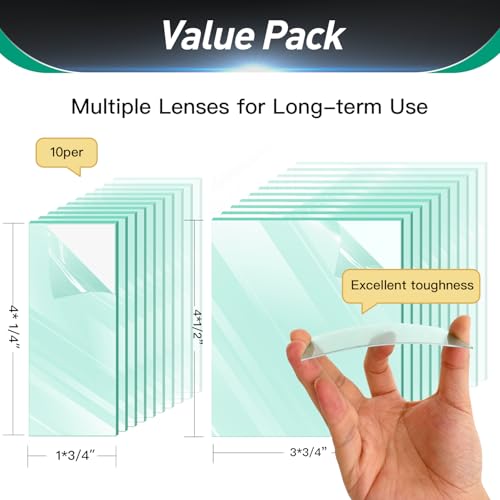 10 per pack - 231410 231411 Inside Outside Clear Cover Lens Kit Front Cover Lens - Welding Helmet Lens Replacement - Ultra-Clear Scratch Resistant Welding Lens