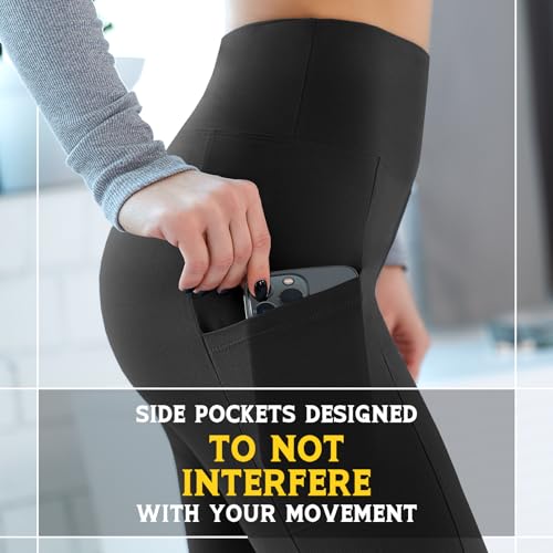 Capri Leggings with Pockets for Women - Large/X-Large - Black