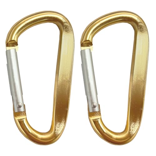 3" Aluminum Alloy Carabiner Clip - 2 Pack Light Golden
