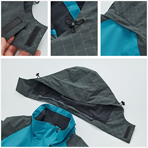 Diamond Candy Women's Waterproof Hooded Rain Jacket - X-Large Blue