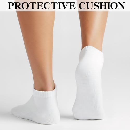 Ankle Running Socks - Cushioned Cotton, Moisture Wicking - One Size, White