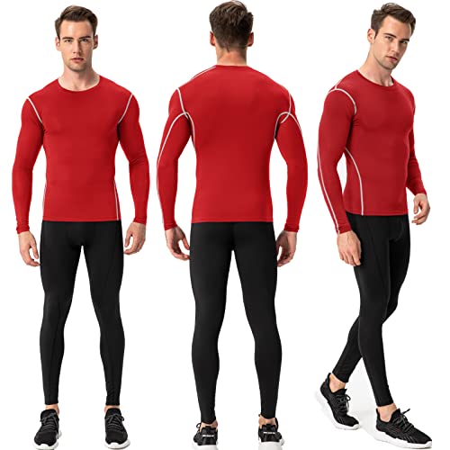 Men's Long Sleeve Compression Workout Shirt - Medium Red