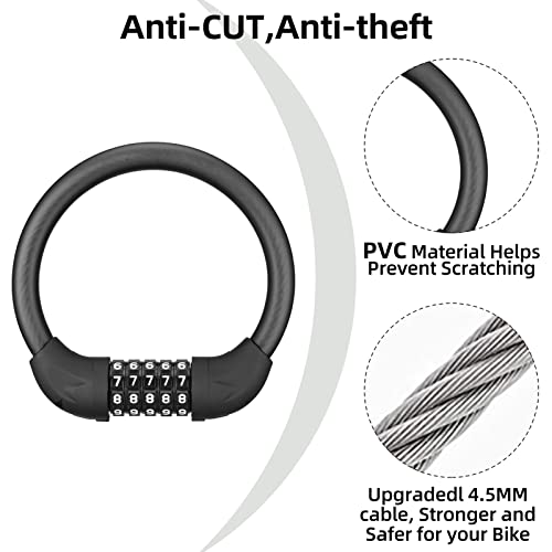 ROCKBROS 5-Digit Bike Lock Cable - Lightweight Anti-Theft 0.5lb