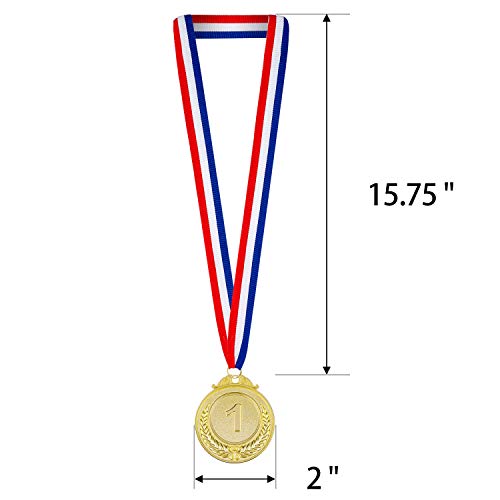 Gold, Silver, Bronze Award Medals with Neck Ribbon - 2 Inch