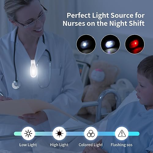 Rechargeable Blue Nurse Clip-On Light for Night Shift, Hands-Free LED Flashlight