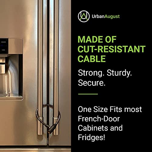 Urban August Child-Proof Refrigerator Lock for Kids & Adults - Lock for French Door Fridge and Cabinet (Regular, Black - 3 Pack Keyed Alike)