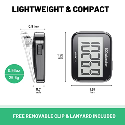 3D Pedometer Step Counter with Large LCD Display & Clip