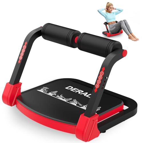 Adjustable Ab Machine - Multi-Functional Sit Up Equipment - Red & Black