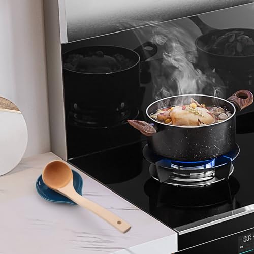 Ceramic Spoon Rest - 5 Inch Heat-Resistant Utensil Holder - Navy Blue