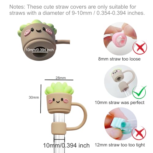 Succulent Potted Plant Straw Covers for 10mm Tumbler Straws